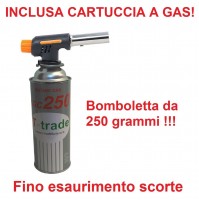 CANNELLO MINI BRUCIATORE TORCIA SALDATORE GAS FIAMMA OSSIDRICA + CARTUCCIA GAS 