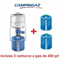 LAMPADA A GAS LUMOGAZ PLUS CAMPINGAZ 80 WATT + 2 CARTUCCE INCLUSE DA 450 GR